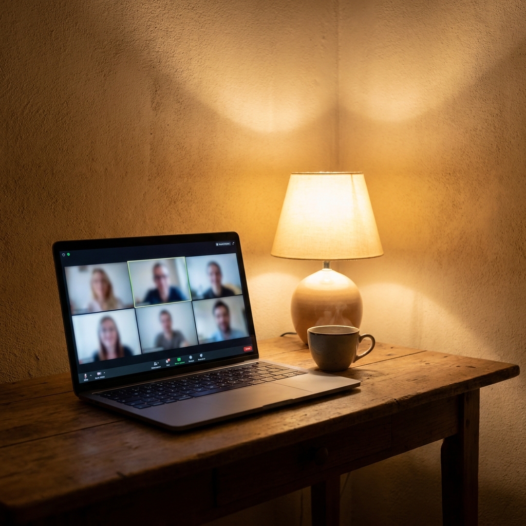 Laptop showing a video call with the cohort